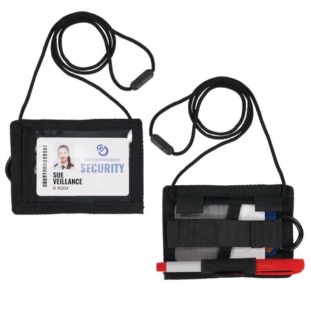 Ergodyne Squids 3389 Wallet ID/Badge Holder, Horizontal/Vertical, Black 3.75x5 for 2.75x3.5 Insert, 18 Cord 19964